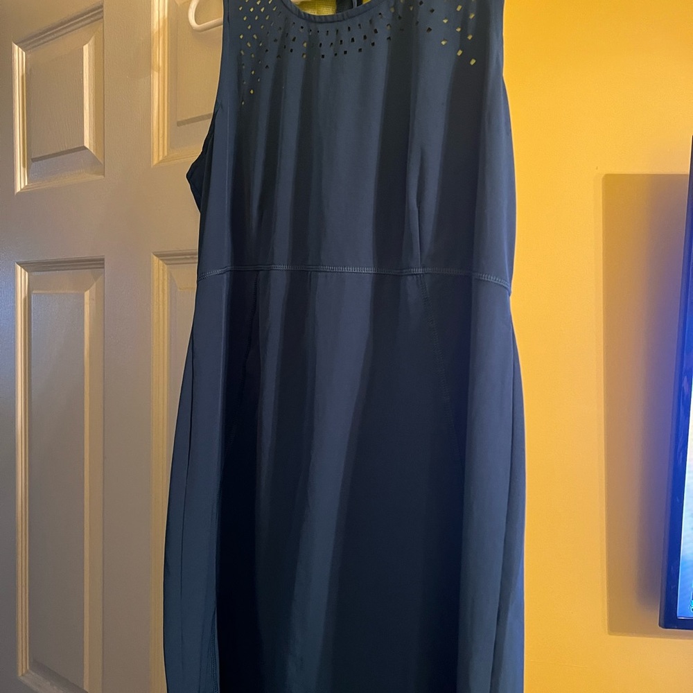 Title nine Dark Teal  Sheath Midi Dress Sleeveless Crew Neck